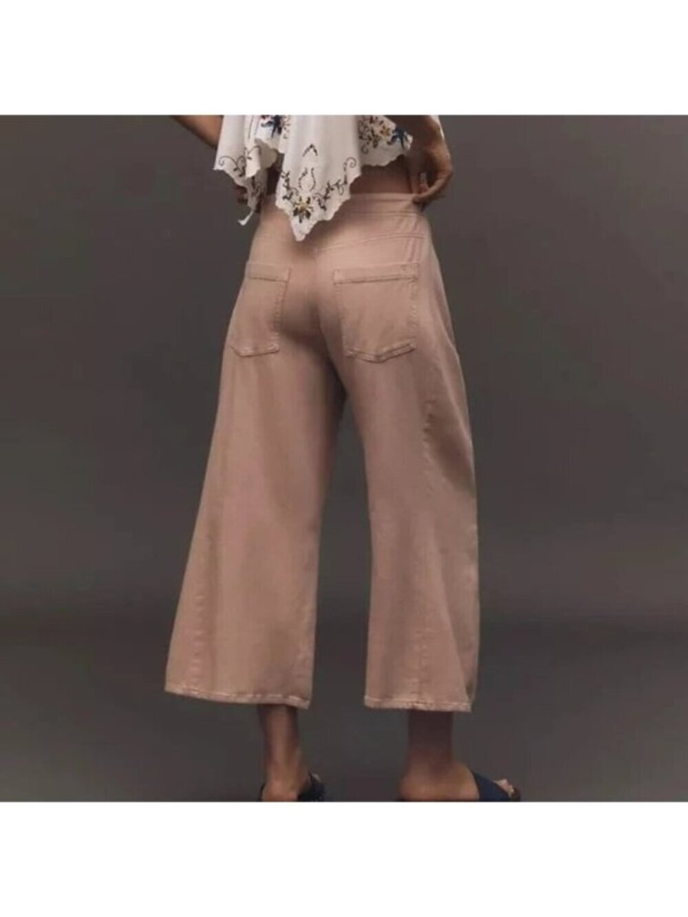 Anthropologie Pilcro Linen Blend Cropped Pants Dusty Pink 34